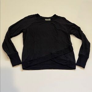 Athleta Black Long Sleeve Criss Cross Front Shirt Sweatshirt